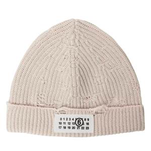 MM6 Maison Margiela Amended Optical Rib Beanie Light Grey Rose