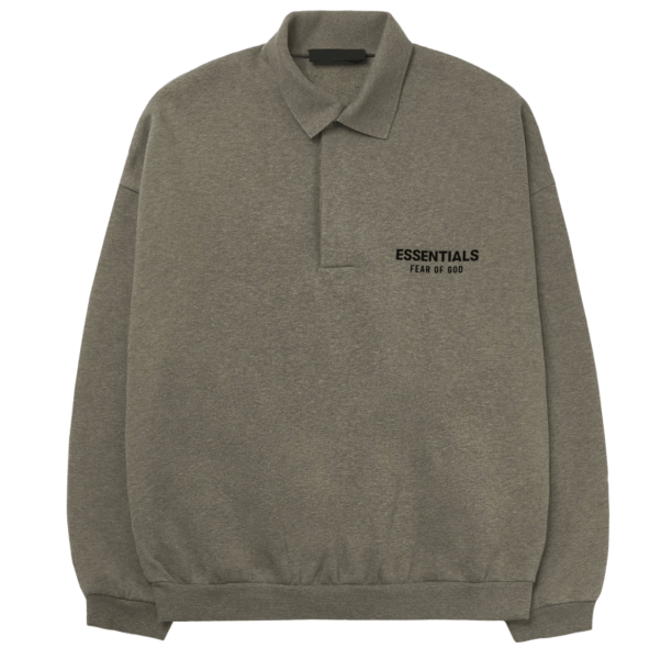 Essentials Fleece Polo Sweatshirt Heather Grey - 24FW