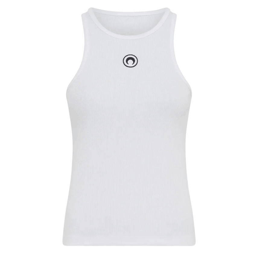 Moon Logo Ribbed Jersey Tank Top • Marine Serre