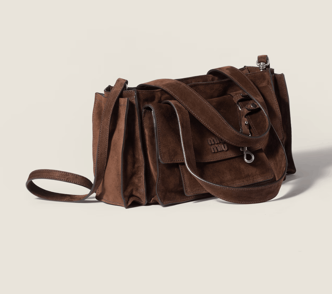 Dark Brown Utilitaire Suede Shopping Bag