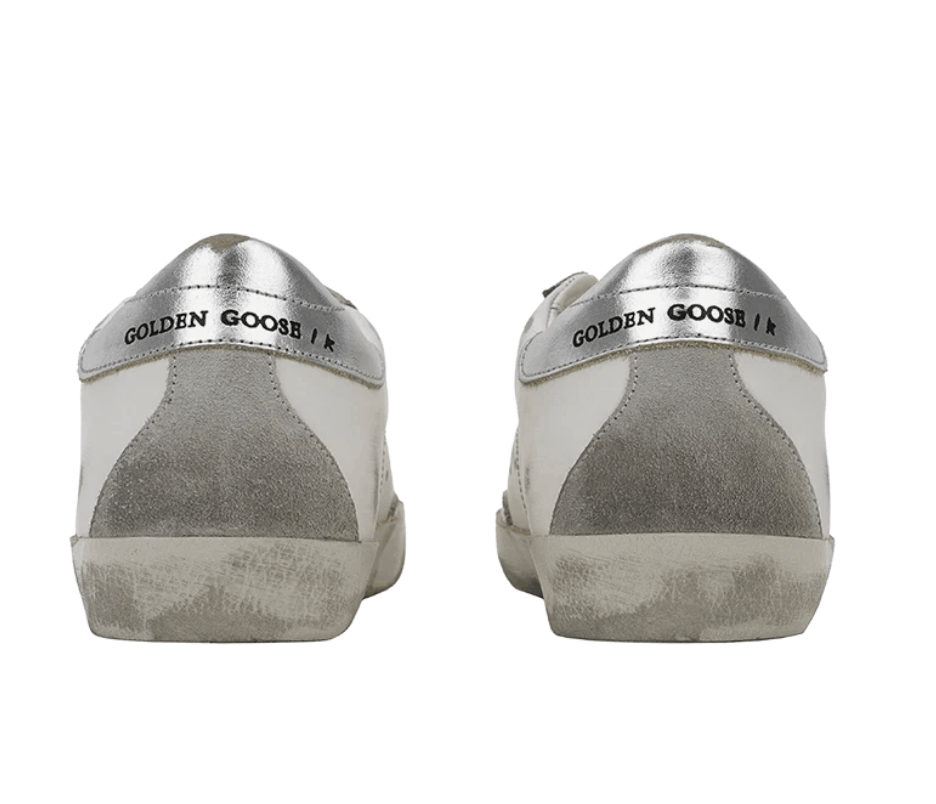 (W) Golden Goose Superstar White Silver Heel Tab Sneakers