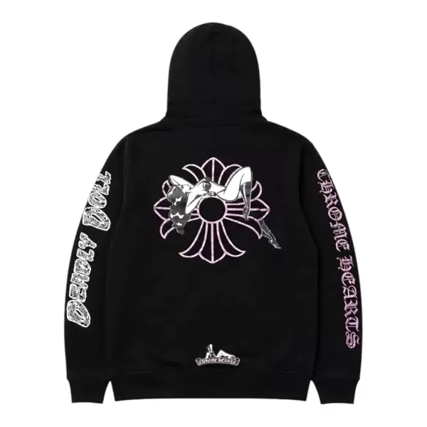 Chrome Hearts Deadly Doll Arm Logo Fleece Pullover Hoodie Black