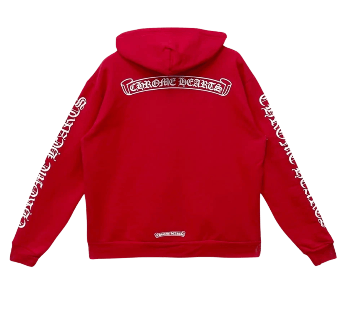 Chrome Hearts Scroll Logo Hoodie Red