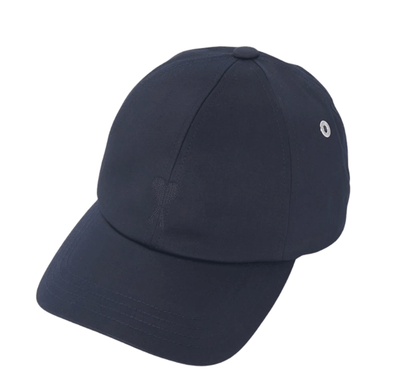 AMI de Coeur Compact Cotton Satin Embroidery Cap Navy Blue Ginger