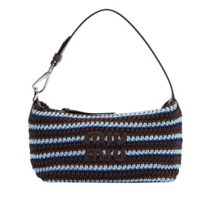 Cocoa Brown/celeste Crochet Pouch