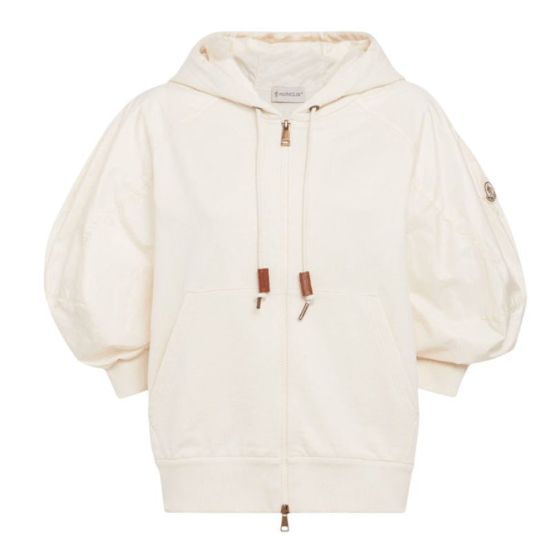 Short sleeve cotton zip-up hoodie