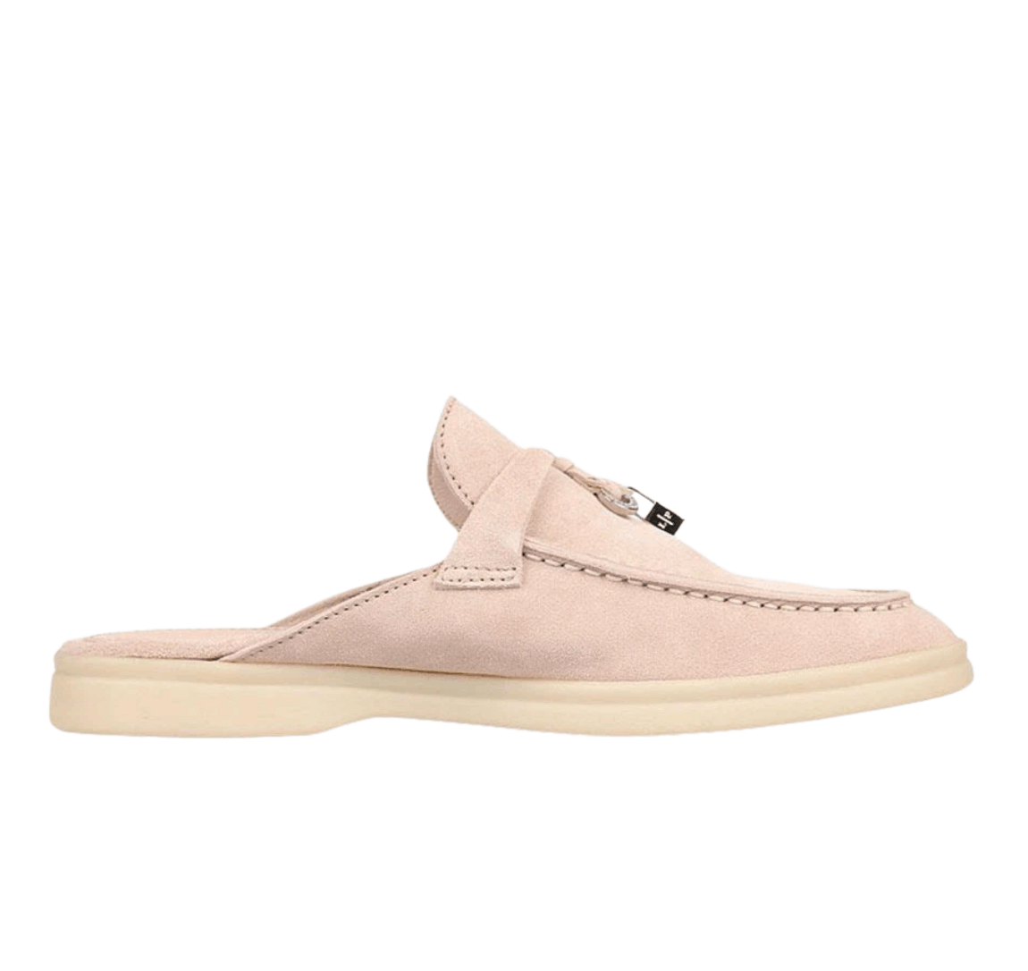 (W) Loro Piana Babouche Charms Walk Suede Calfskin Pink Sand