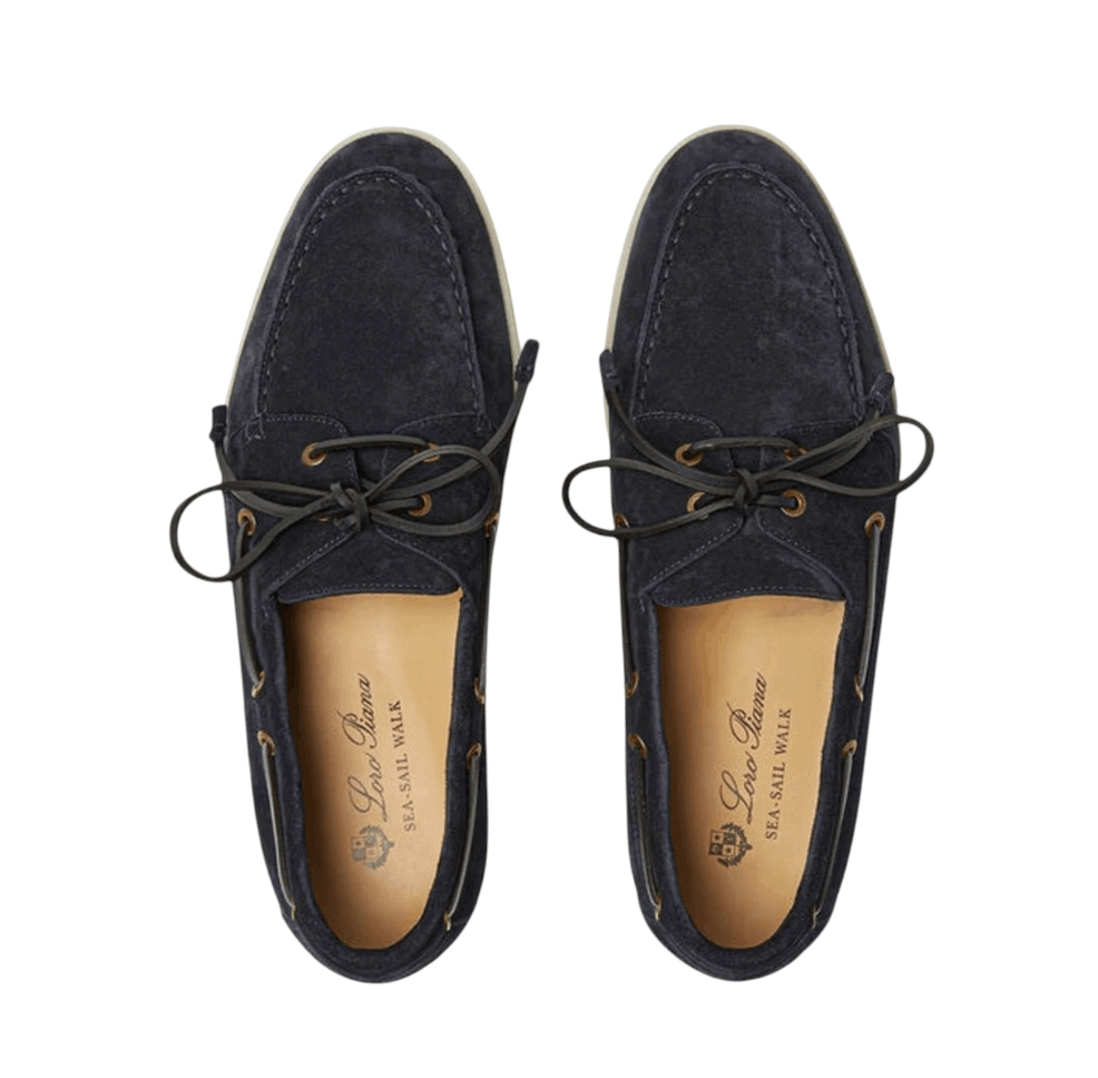 Loro Piana Ox Leather Sea-Sail Walk Loafers Navy Blue