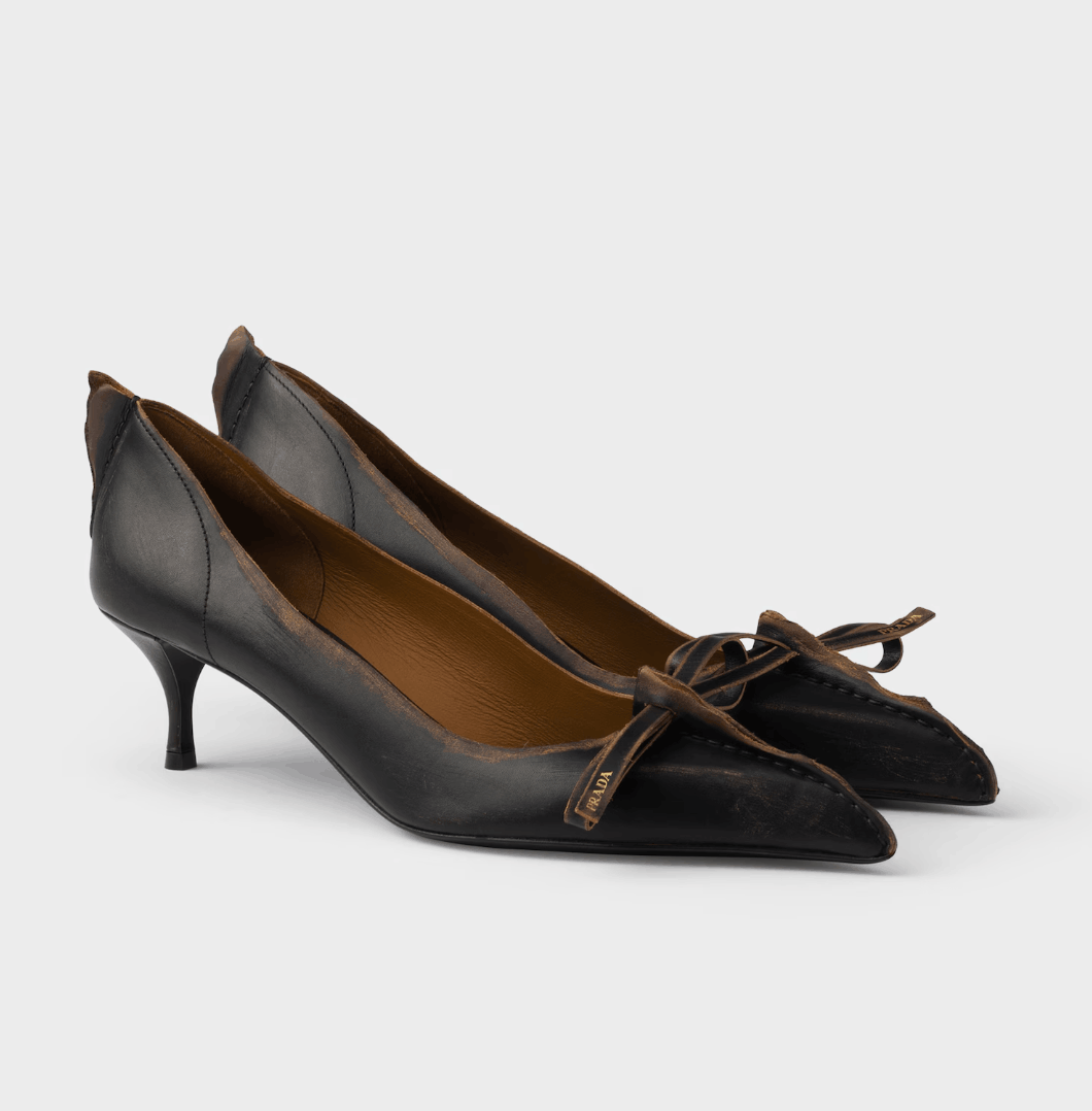 Antiqued leather pumps