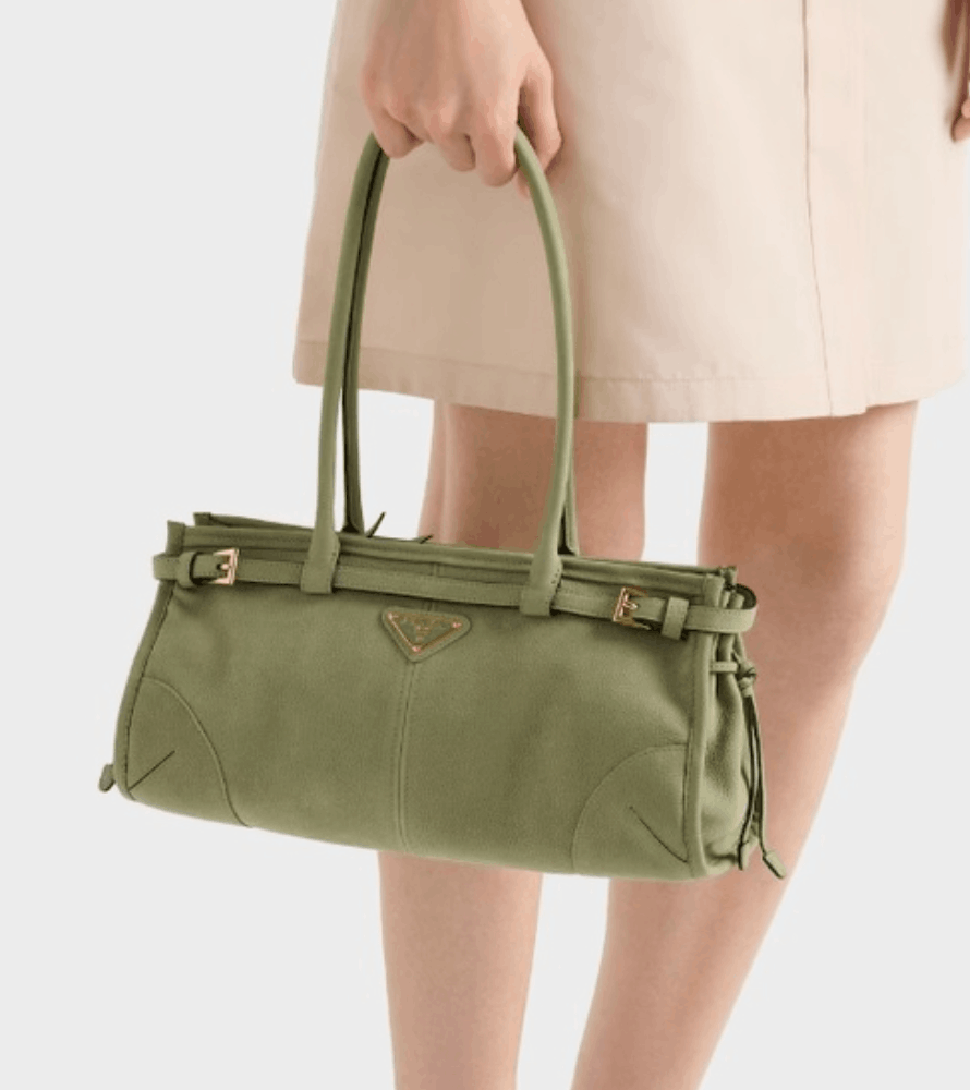 Green nabuk Prada Bonnie shoulder bag
