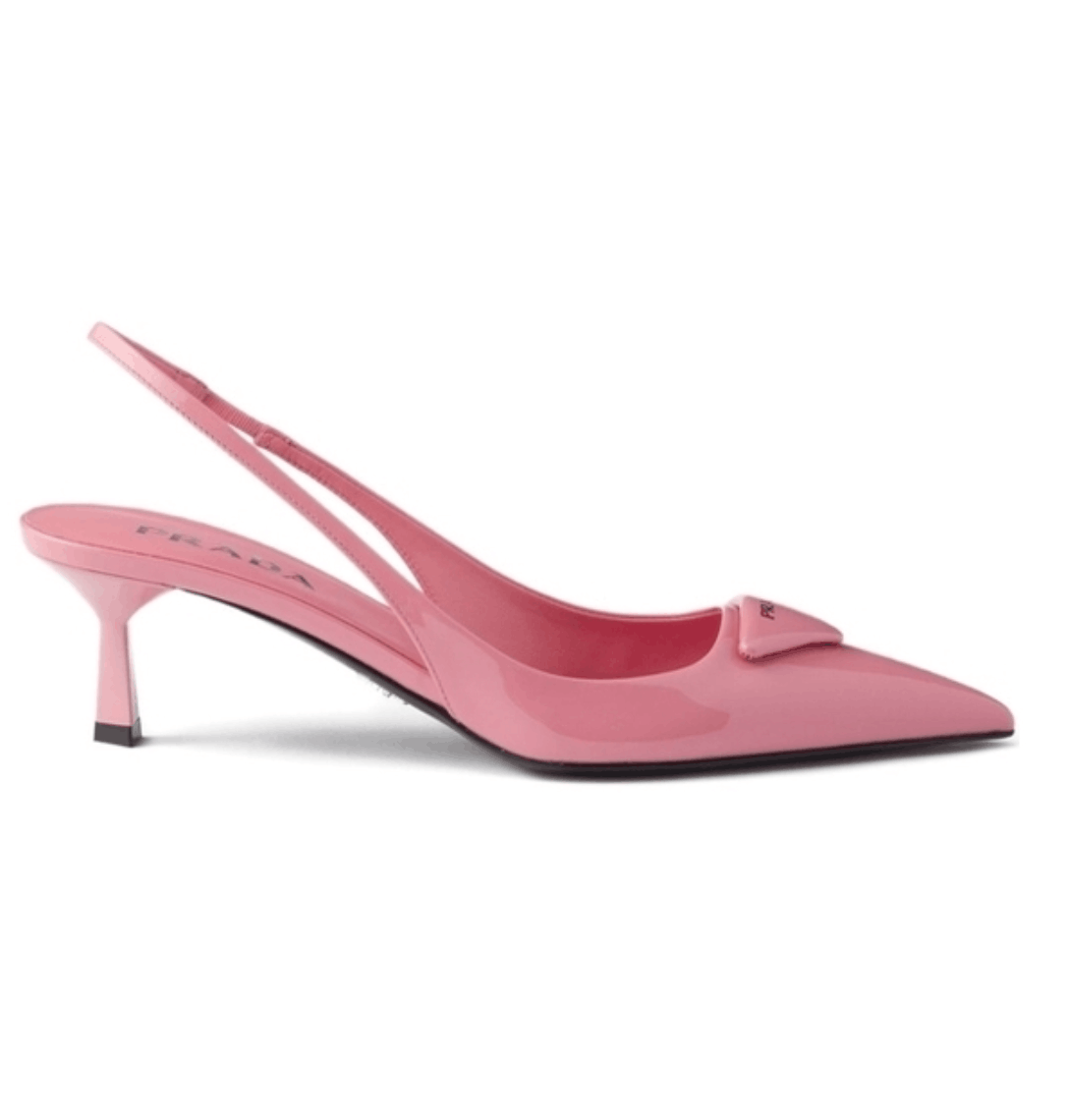 Petal Pink Patent leather slingback pumps