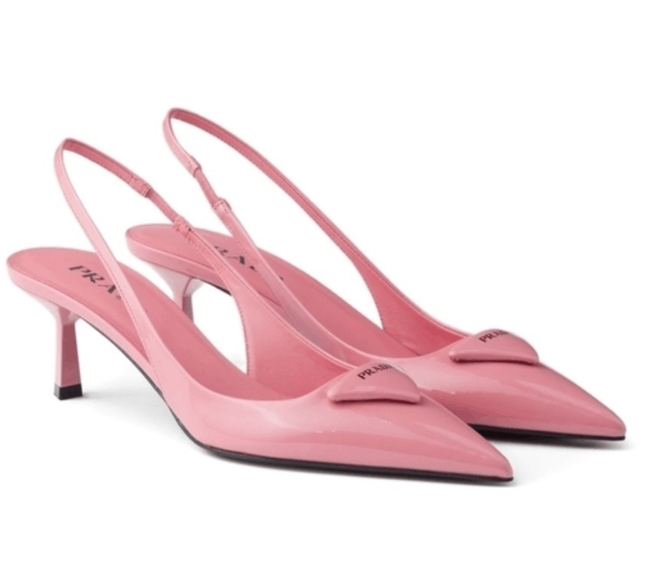 Petal Pink Patent leather slingback pumps