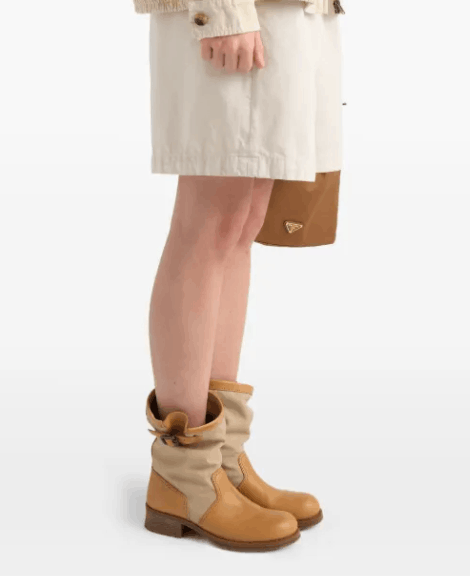 Prada Leather And Canvas Boots