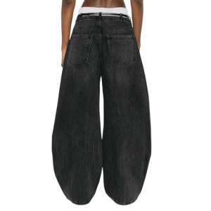 Women Leather Belt And Boxer Prestyle Blow Up Jean