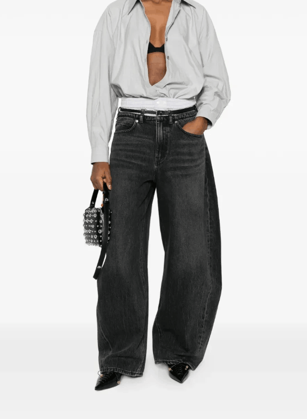 Women Leather Belt And Boxer Prestyle Blow Up Jean