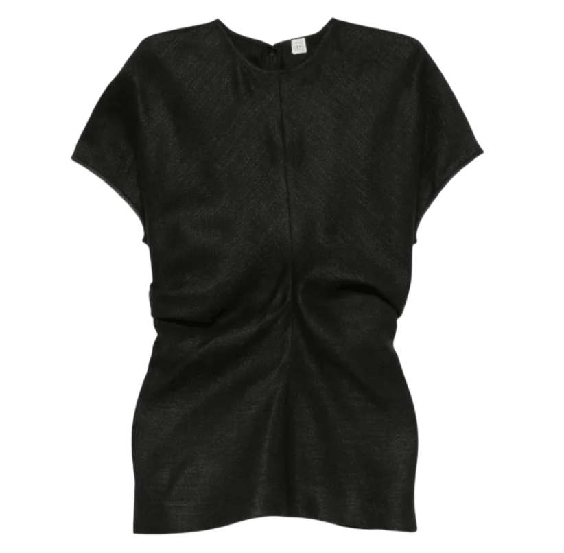 TOTEME Ruched-Waist Top  Black