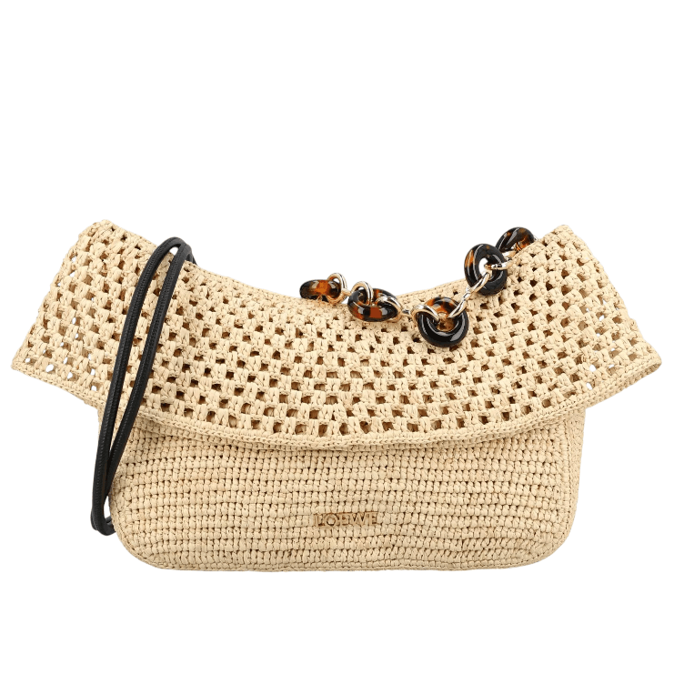 Medium Ola bag in raffia Beige