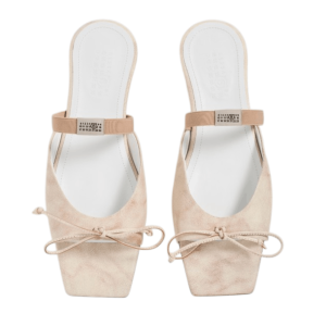 Bow-detailed leather slingback shoes