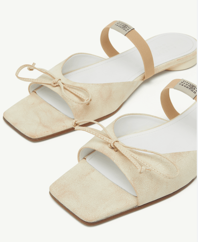 Bow-detailed leather slingback shoes