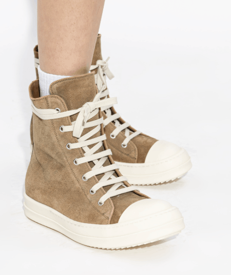 Rick Owens Temple Sumi Suede High Top Sneakers