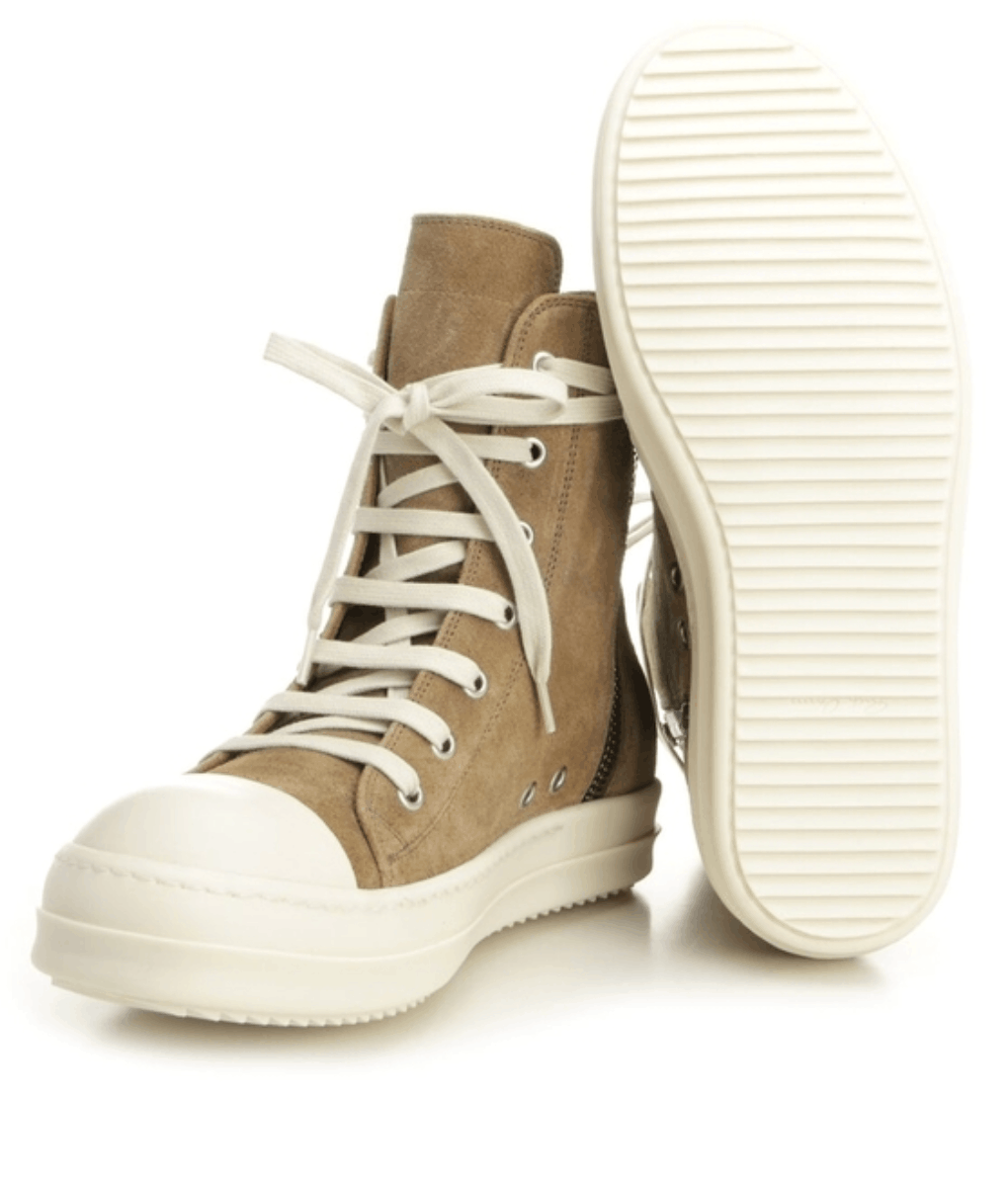 Rick Owens Temple Sumi Suede High Top Sneakers
