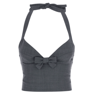 SHUSHU/TONG Halterneck bow-tie Top Grey