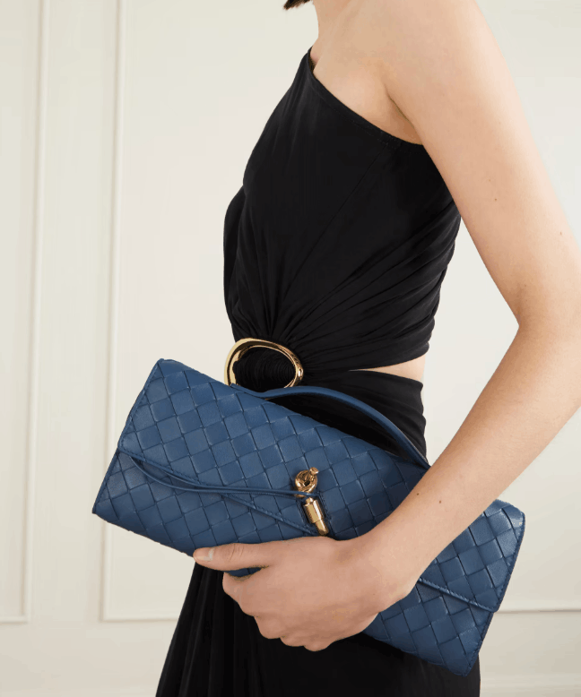 Bottega Veneta Andiamo Clutch Blue Venezia