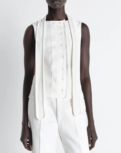Lemaire Draped Panelled Sleeveless Top White