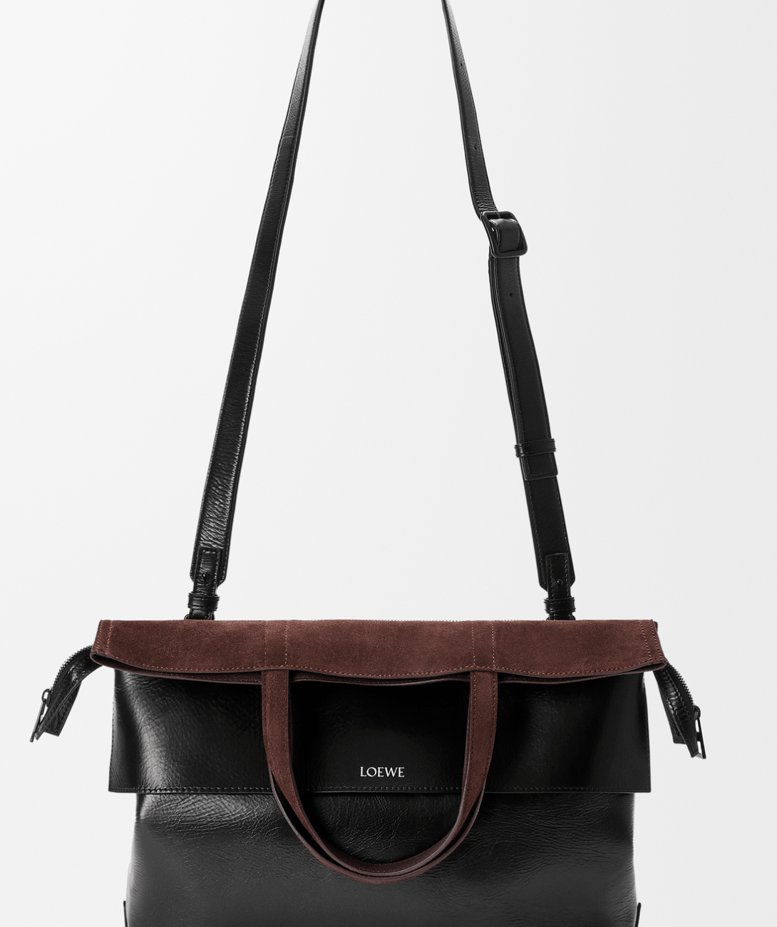 Small Switch tote in paper calf and suede Black