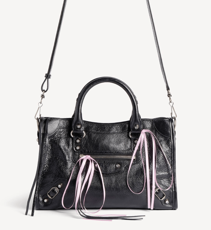 Le City Bag Small in Black/petal Pink