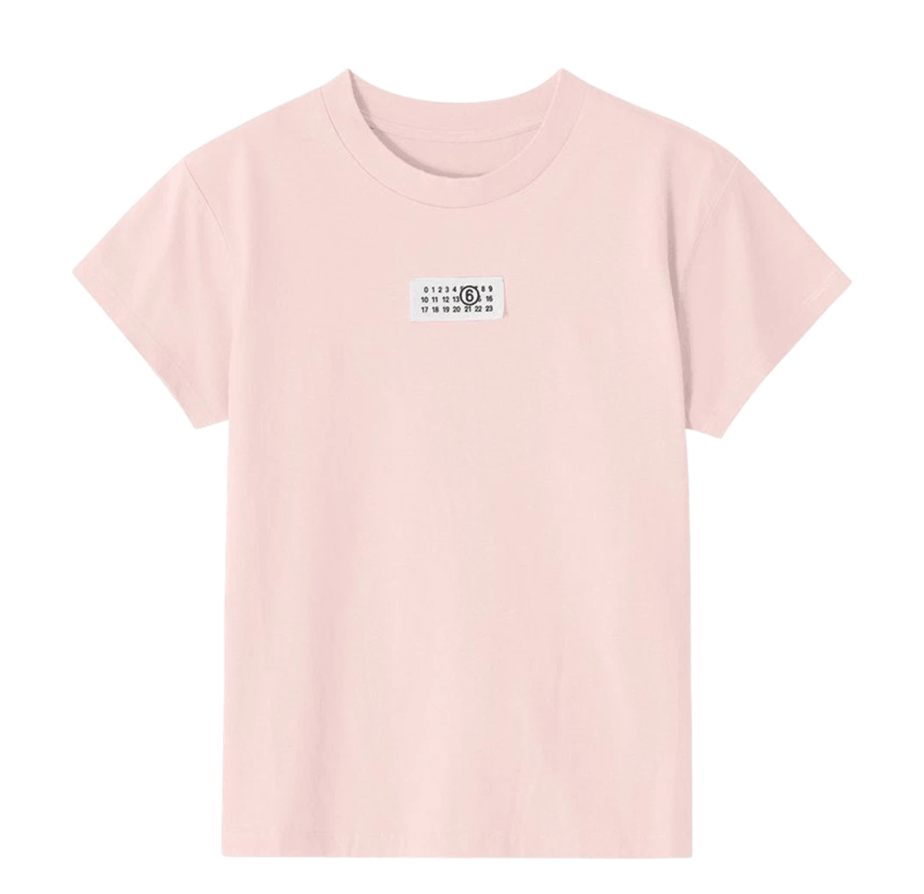(W) MM6 Maison Margiela Numbers Logo Patch T-Shirt Pink