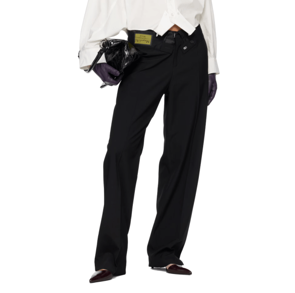 Black Reverse Waistband Trousers