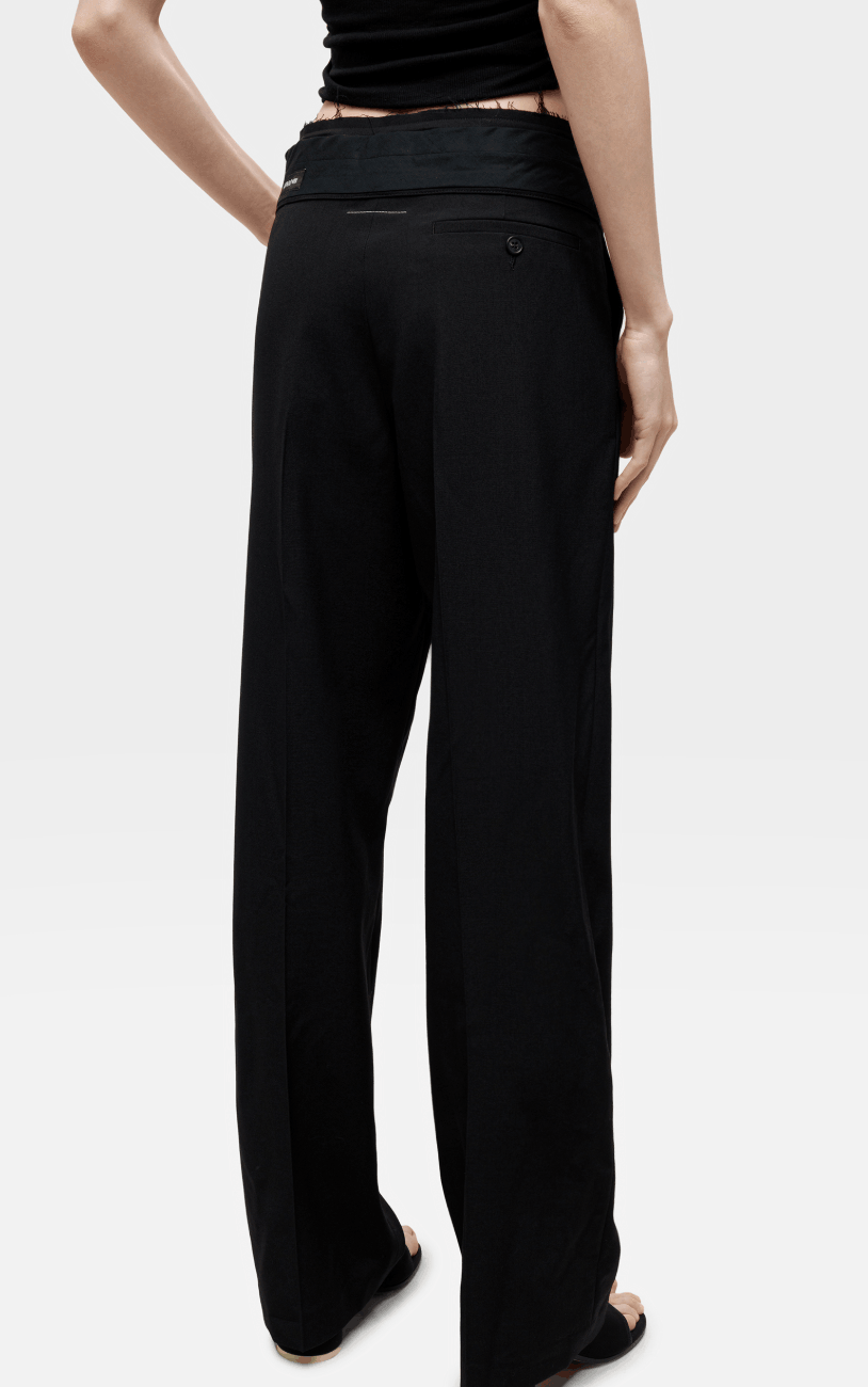 Black Reverse Waistband Trousers