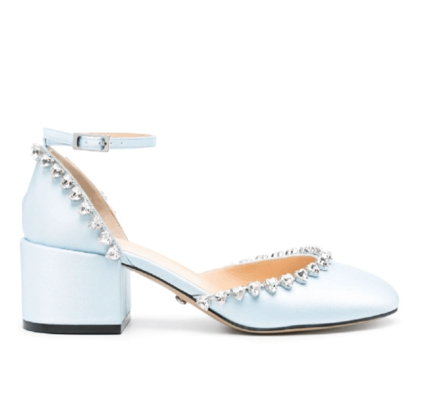 Mach & Mach Satin crystal embellished pumps