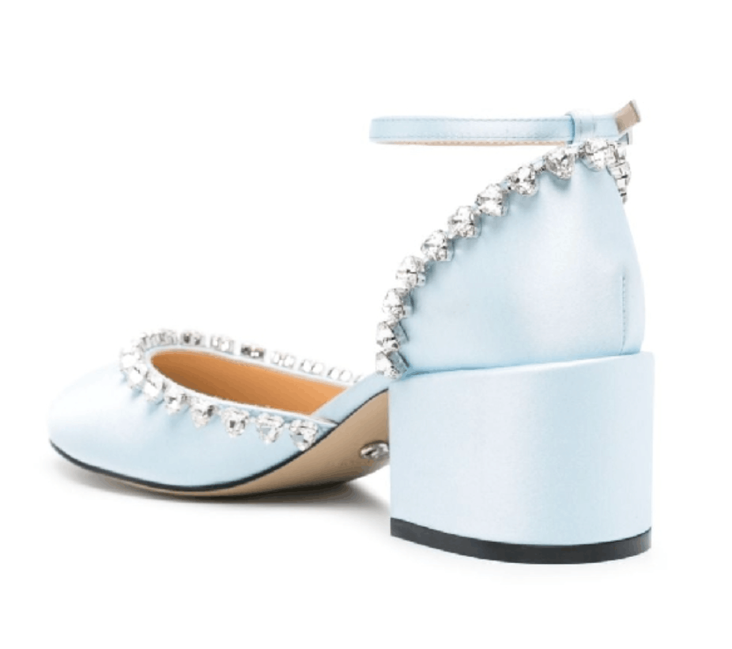 Mach & Mach Satin crystal embellished pumps