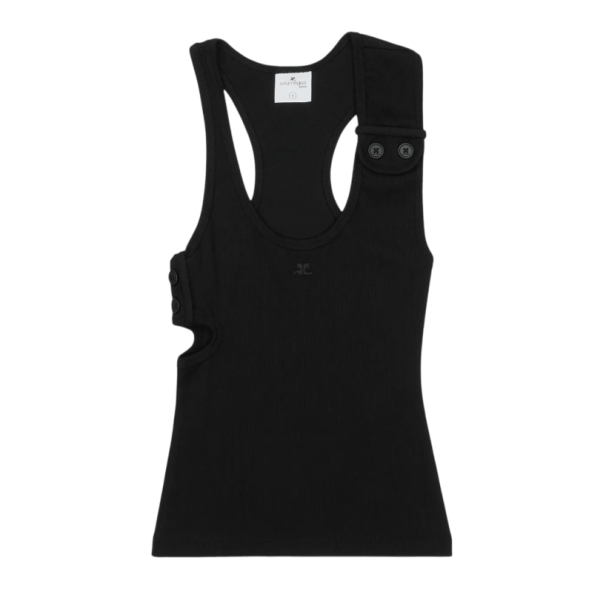OURREGES Double Buckle 90s Rib Sleeveless T-Shirt
