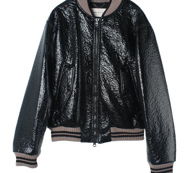 DRIES VAN NOTEN CRINKLED VELLOW JACKET BLACK