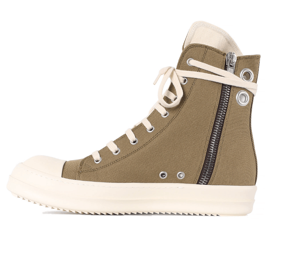 DRKSHDW OVERDYED DENIM HIGH SNEAKERS PALE GREEN/MILK/MILK