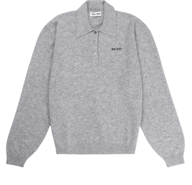 Miu Miu Cashmere Polo-neck Sweater In Grey