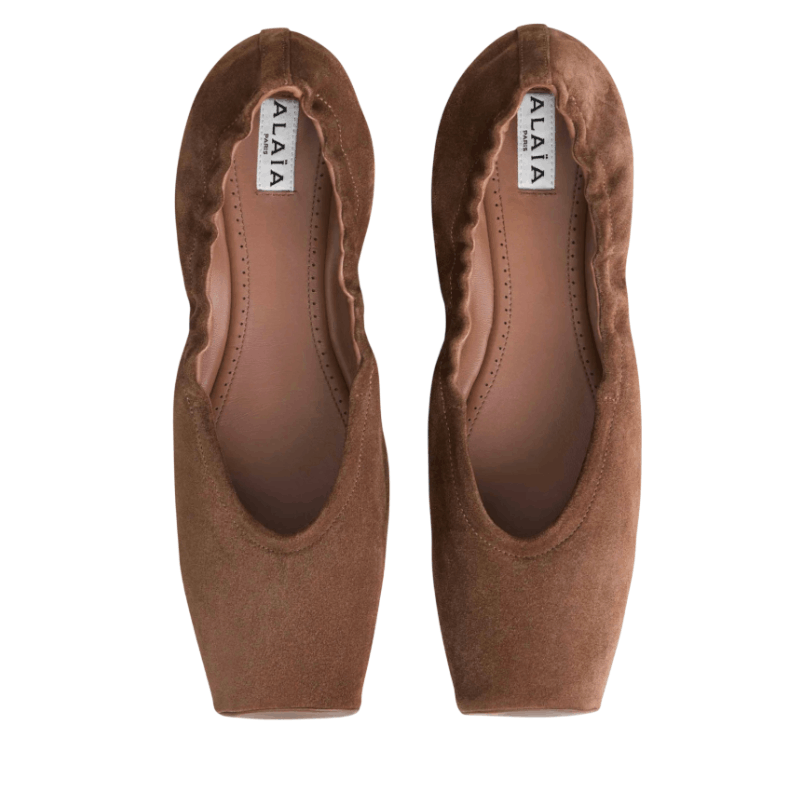 Alaïa Two-tone ballerina with square toe in brown