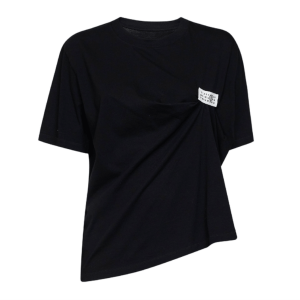 MM6 Maison Margiela Black draped T-shirt with logo patch