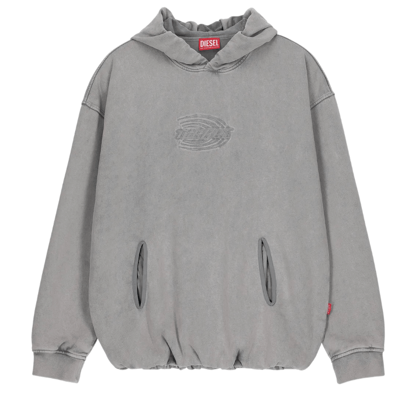 Diesel women grey hoodie with embroidered logo