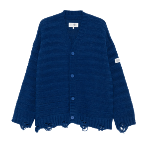 Mm6 Maison Margiela Distressed Horizontal-stripe Cardigan