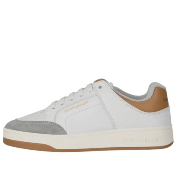 (W) Saint Laurent Sl/61 Sneakers In Smooth Leather And Suede White Brown Gold