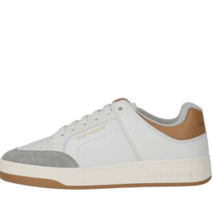 (W) Saint Laurent Sl/61 Sneakers In Smooth Leather And Suede White Brown Gold