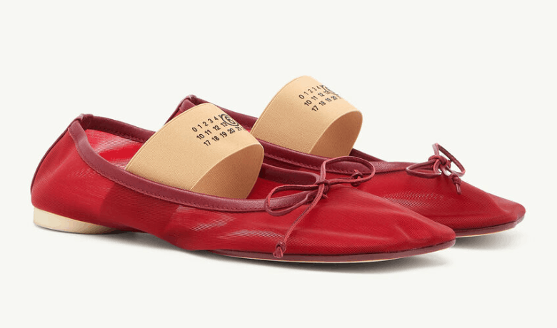 MM6 Maison Margiela Mesh Ballet Shoe Red