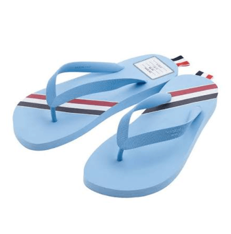 Thom Browne Molded Rubber Stripe Flip Flop Medium Blue