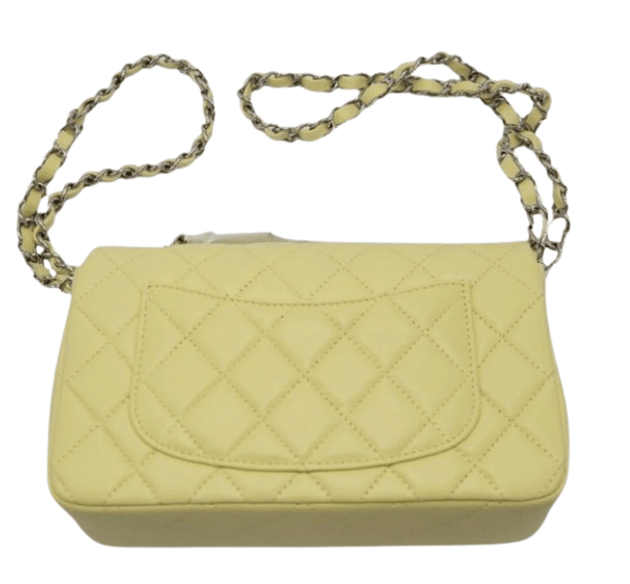 Chanel Mini Flap Bag Lambskin & Silver Yellow