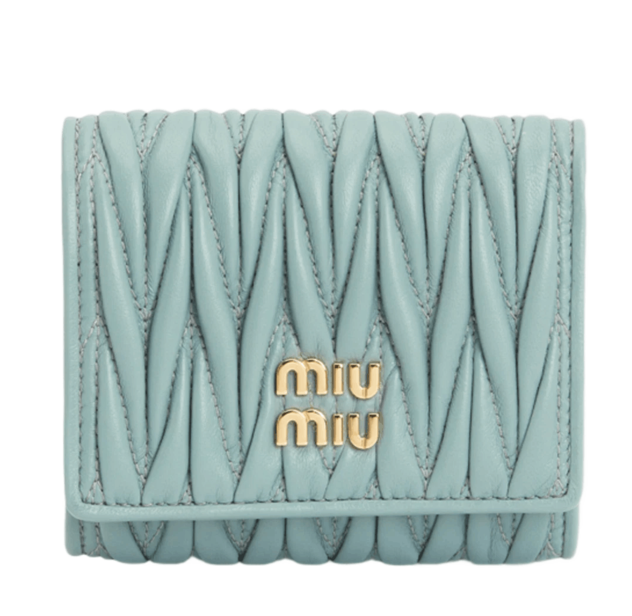 Miu Miu Matelasse Nappa Leather Wallet Powder Blue