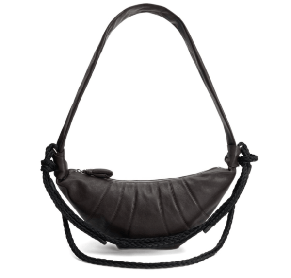 BRAID MEDIUM CROISSANT BAG IN LEATHER - Dark Brown